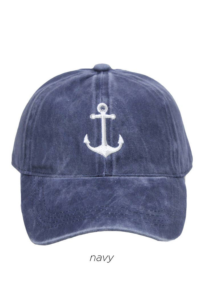 ANCHOR icon Embroidered Baseball Cap: Navy
