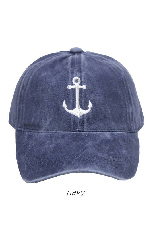 ANCHOR icon Embroidered Baseball Cap: Navy