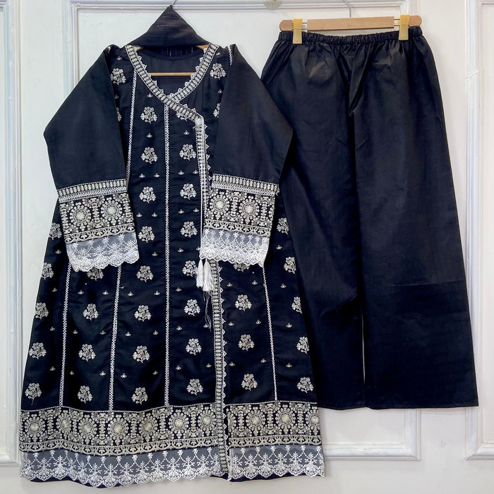 Angrakha Allure Embroidered Frock 3PC (Cotton) D-368