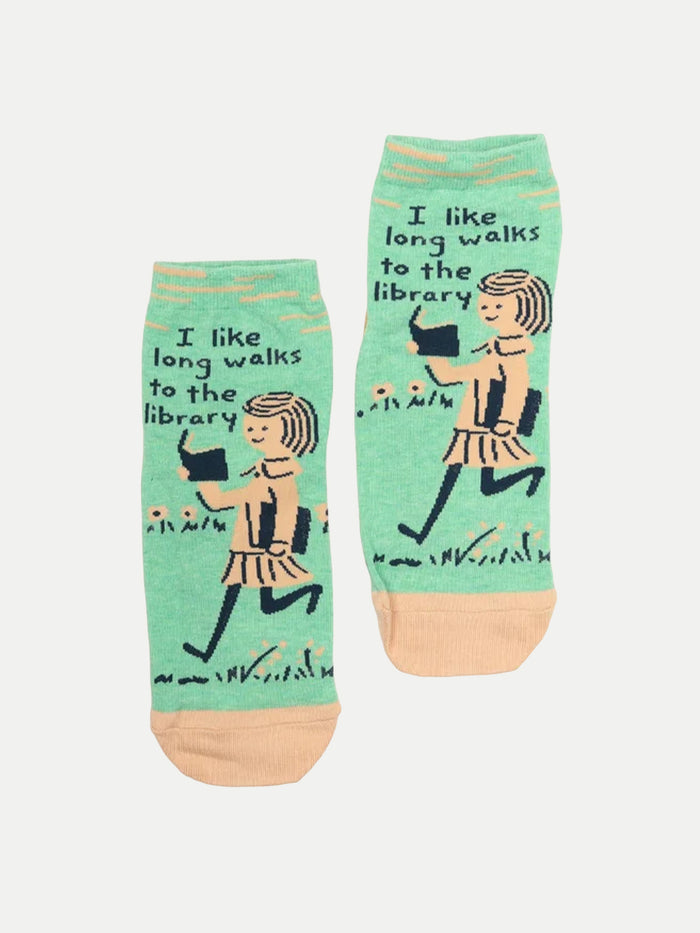 Ankle Socks - I Like Long Walks to the Library | Green-Image 1