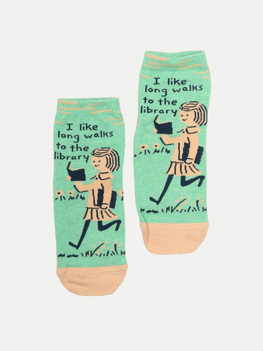 Ankle Socks - I Like Long Walks to the Library | Green-Image 1