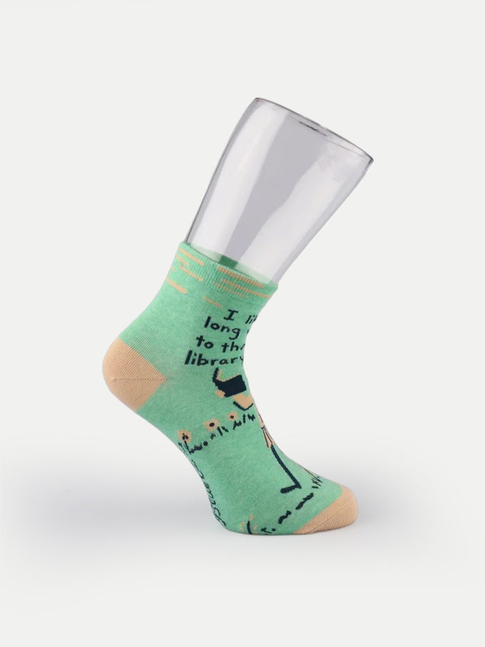 Ankle Socks - I Like Long Walks to the Library | Green-Image 2