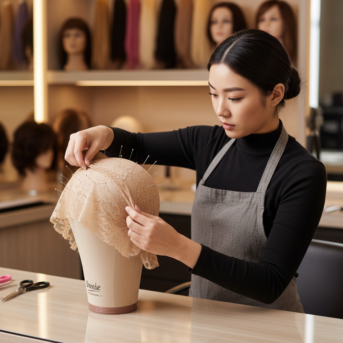Annie Cork Canvas Block Wig Mannequin Head 22 Inch Tall, 1 Count, Beige
