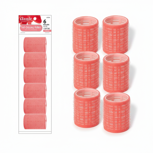Annie Self-Gripping Hair Rollers 1 5/8 Inch, 6 Count, Pink