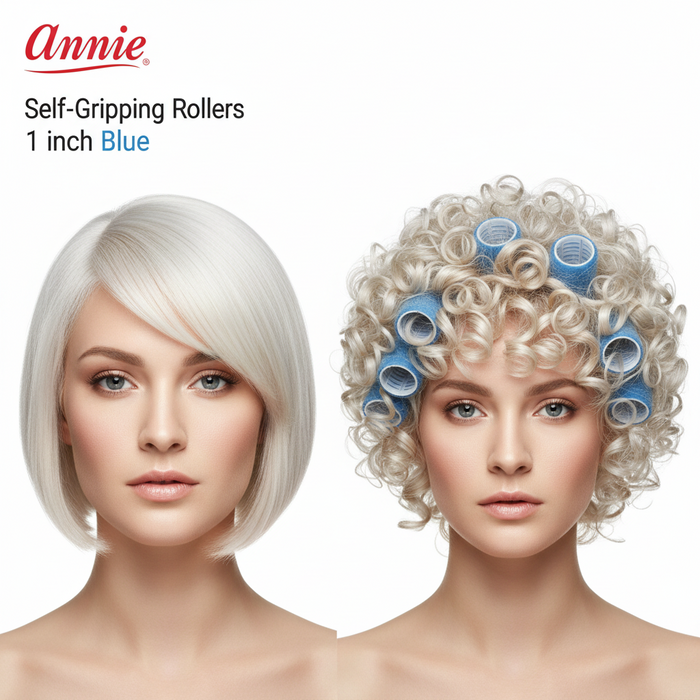 Annie Self-Gripping Hair Rollers 1 Inch, 6 Count, Blue