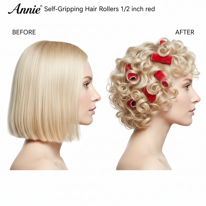 Annie Self-Gripping Hair Rollers 1/2 Inch, 6 Count, Red