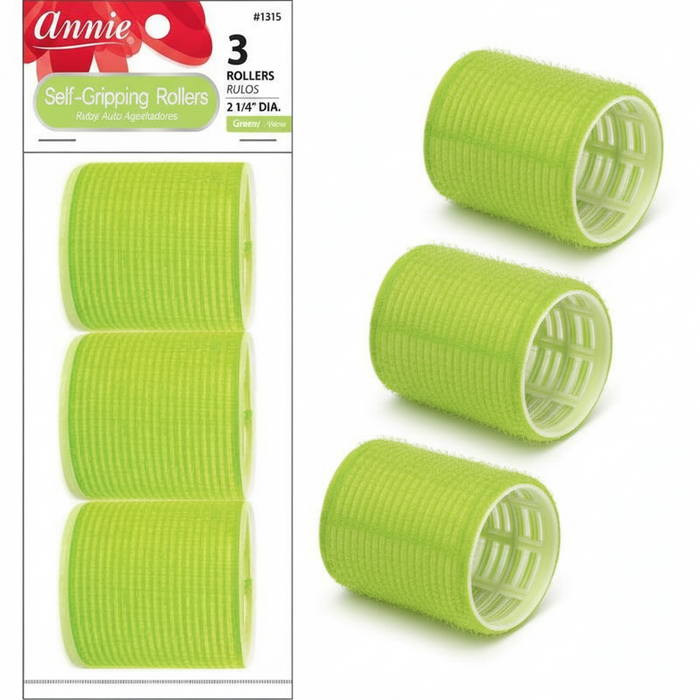 Annie Self-Gripping Hair Rollers 2 1/4 Inch, 3 Count, Green