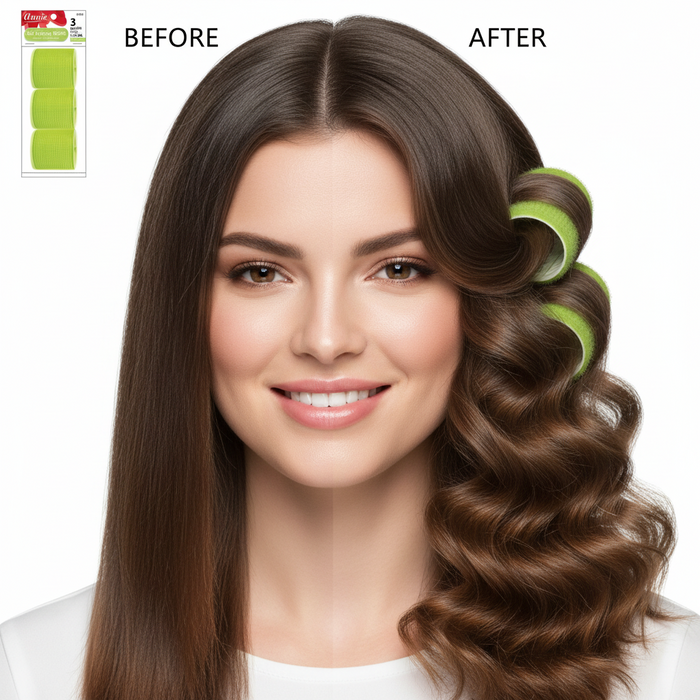 Annie Self-Gripping Hair Rollers 2 1/4 Inch, 3 Count, Green