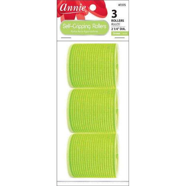 Annie Self-Gripping Hair Rollers 2 1/4 Inch, 3 Count, Green