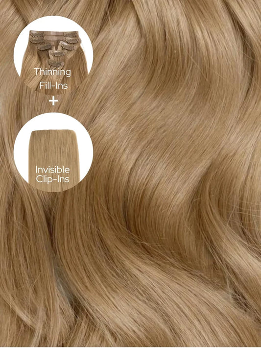 Ash Brown (8) Thinning Hair and Invisible Clip-ins Bundle