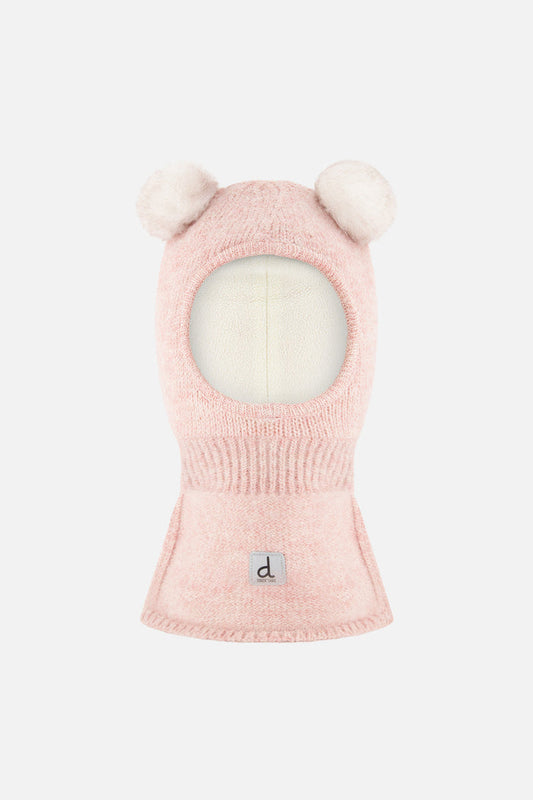 Baby Knit Bear Balaclava Pale Dusty Pink-0