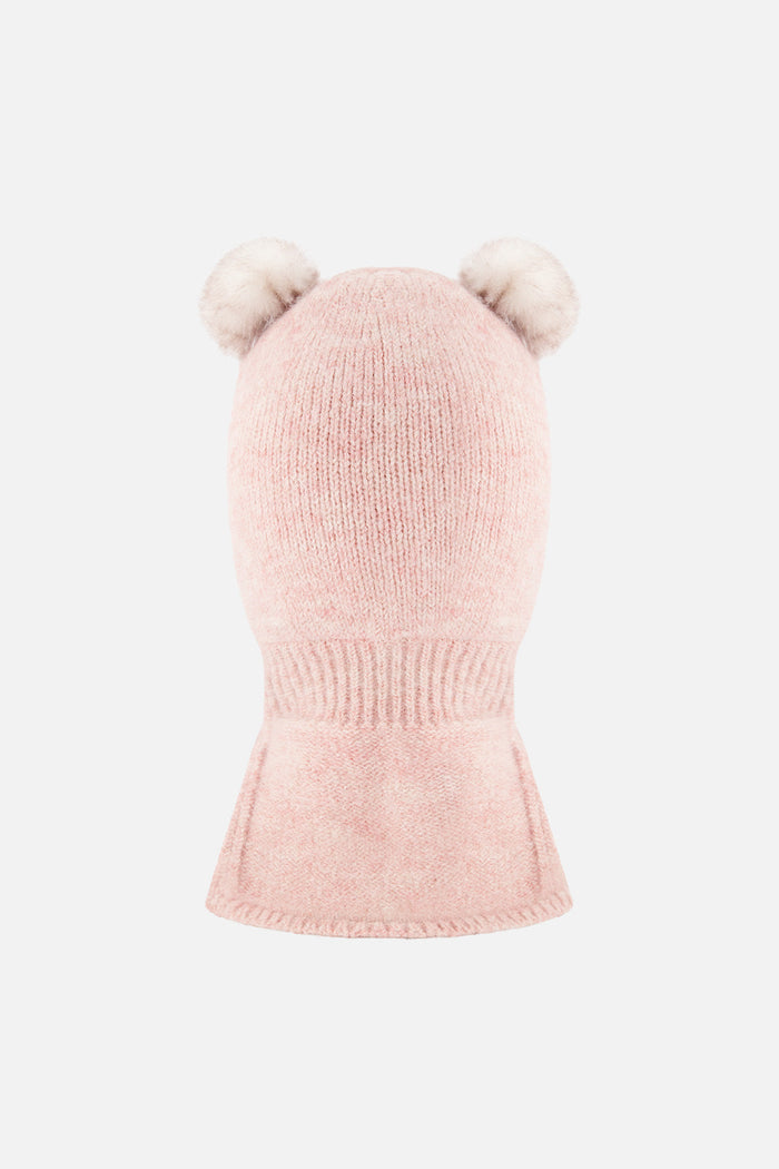 Baby Knit Bear Balaclava Pale Dusty Pink-1