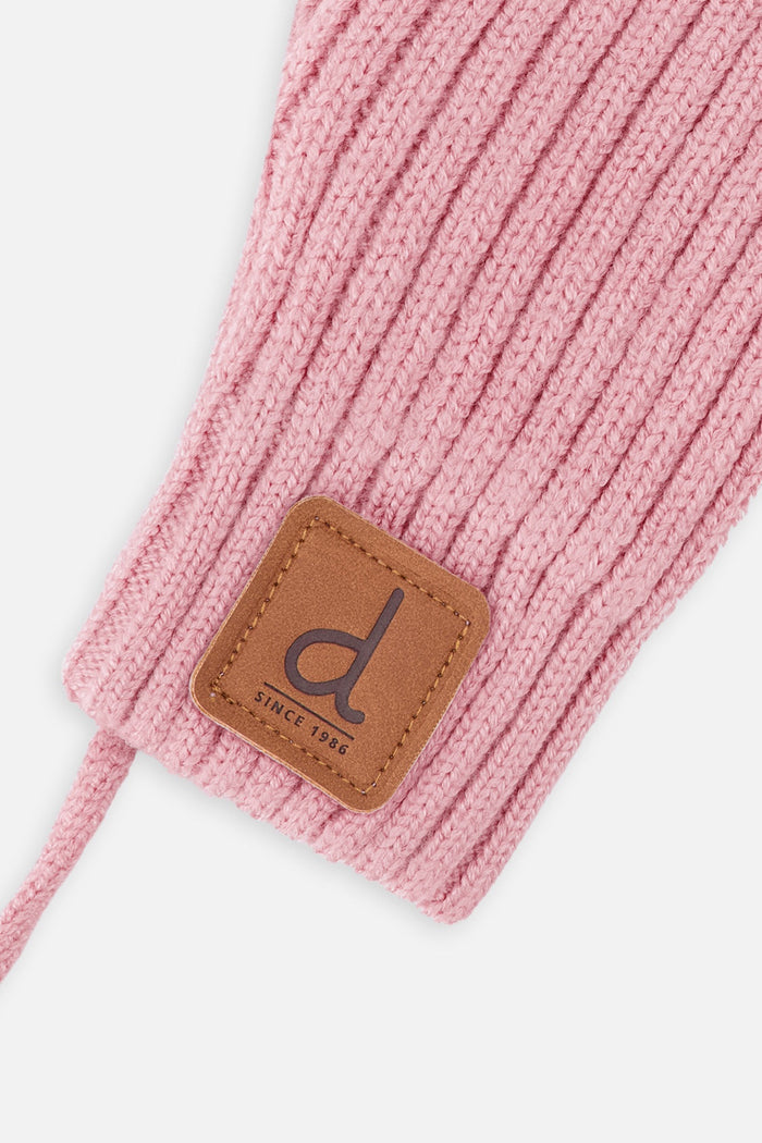 Baby Knit Mittens With String Pale Dusty Pink-2