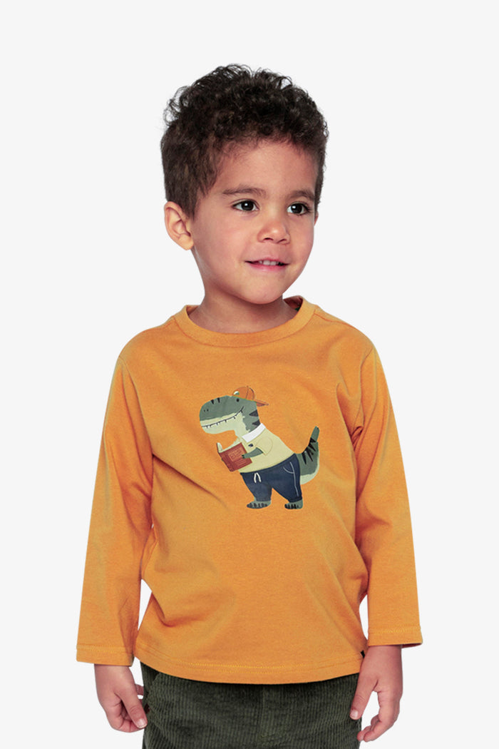 Baby Long Sleeve Organic Cotton T-Shirt Mustard Yellow-1