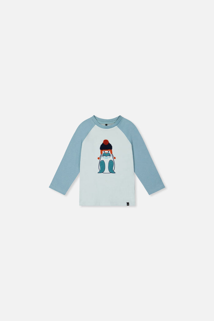 Baby Long Sleeve Raglan Organic Cotton T-Shirt Very Pale Turquoise-0