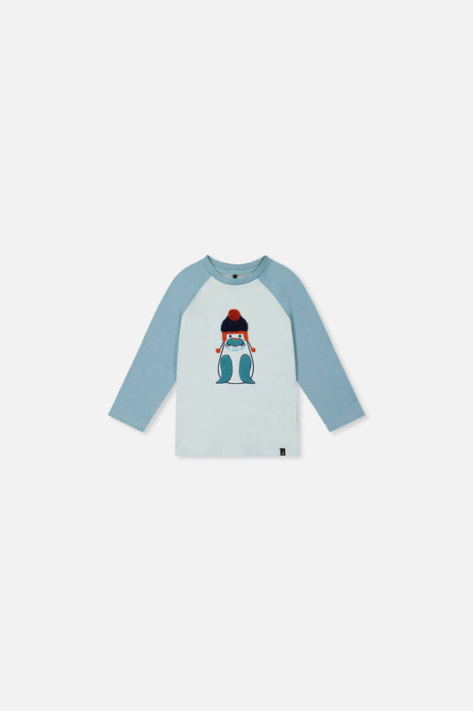 Baby Long Sleeve Raglan Organic Cotton T-Shirt Very Pale Turquoise-0
