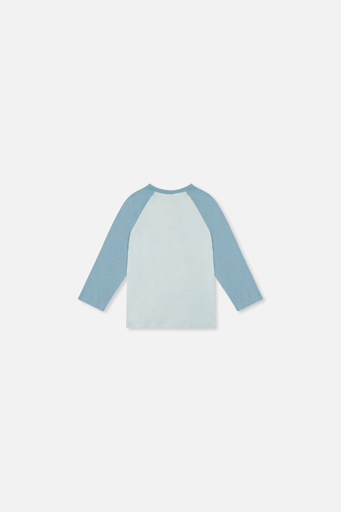 Baby Long Sleeve Raglan Organic Cotton T-Shirt Very Pale Turquoise-2