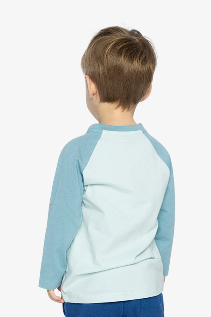 Baby Long Sleeve Raglan Organic Cotton T-Shirt Very Pale Turquoise-3