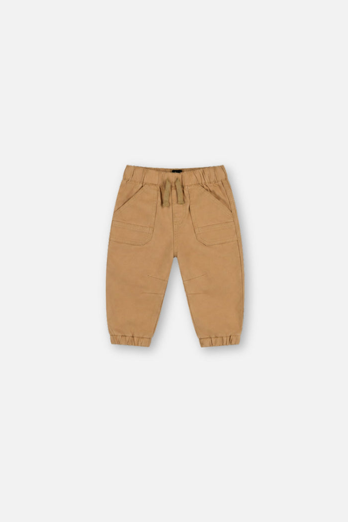 Baby Stretch Canvas Jogger Pants Beige-0