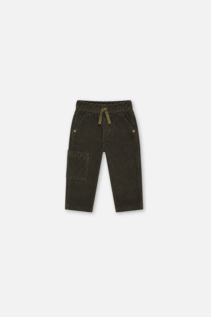 Baby Stretch Corduroy Pants With Cargo Pocket Dark Grey-0