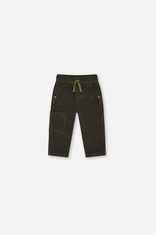 Baby Stretch Corduroy Pants With Cargo Pocket Dark Grey-0