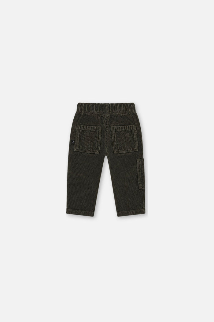 Baby Stretch Corduroy Pants With Cargo Pocket Dark Grey-1