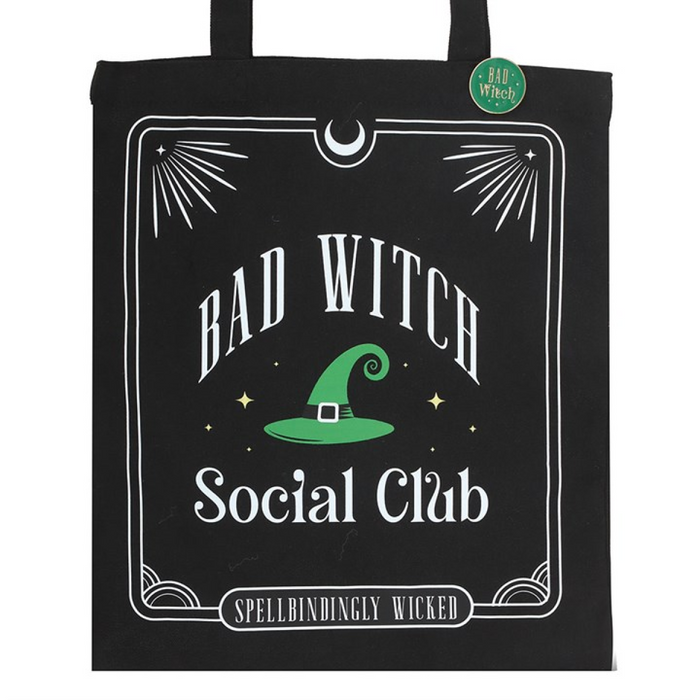 Bad Witch Social Club Polycotton Tote Bag with Pin Badge 🇬🇧