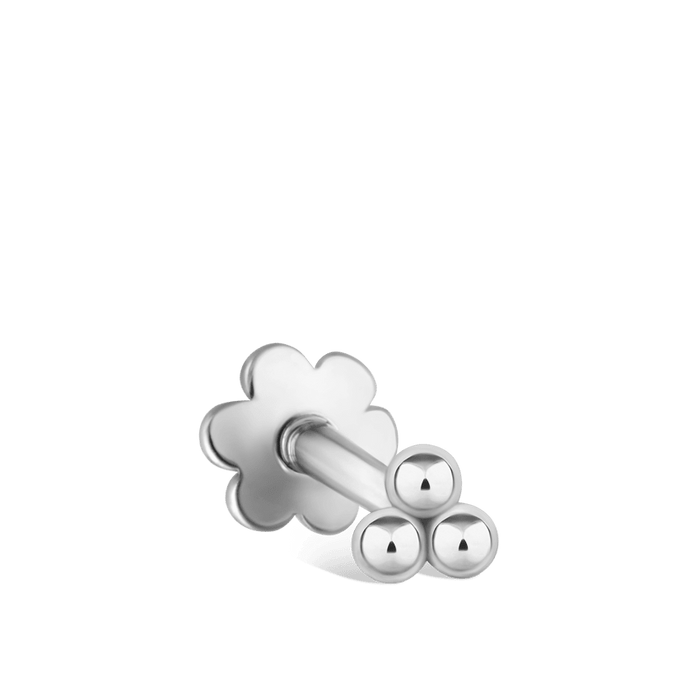 Ball Trinity Threaded Stud Earring With Titanium Backing