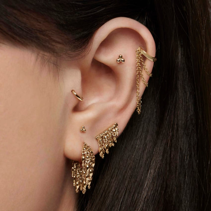 Ball Trinity Threaded Stud Earring With Titanium Backing