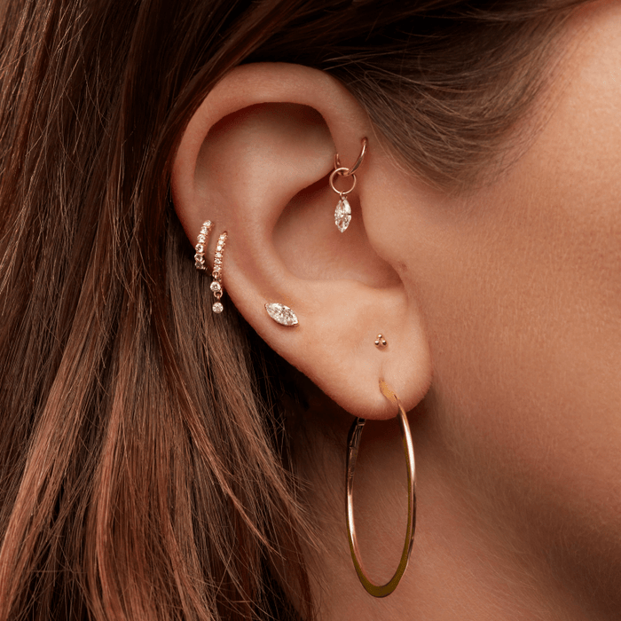Ball Trinity Threaded Stud Earring With Titanium Backing