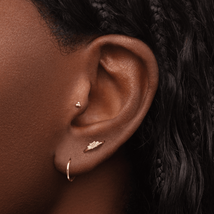Ball Trinity Threaded Stud Earring With Titanium Backing