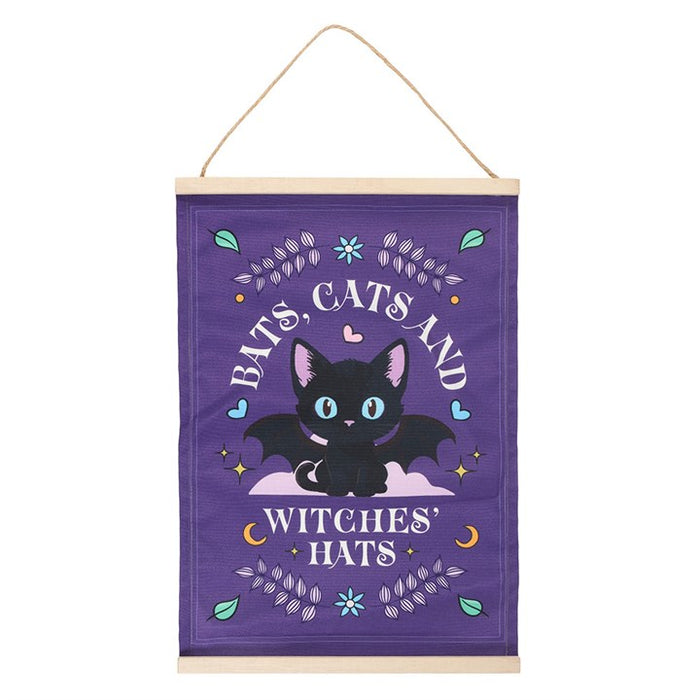 Bats, Cats and Witches Hats Fabric Wall Hanging 🇬🇧