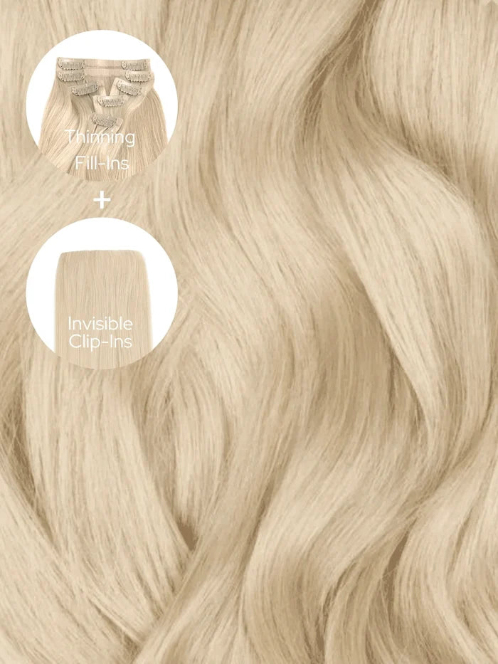 Beach Blonde (18/60) Thinning Hair and Invisible Clip-ins Bundle