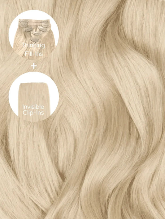 Beach Blonde (18/60) Thinning Hair and Invisible Clip-ins Bundle
