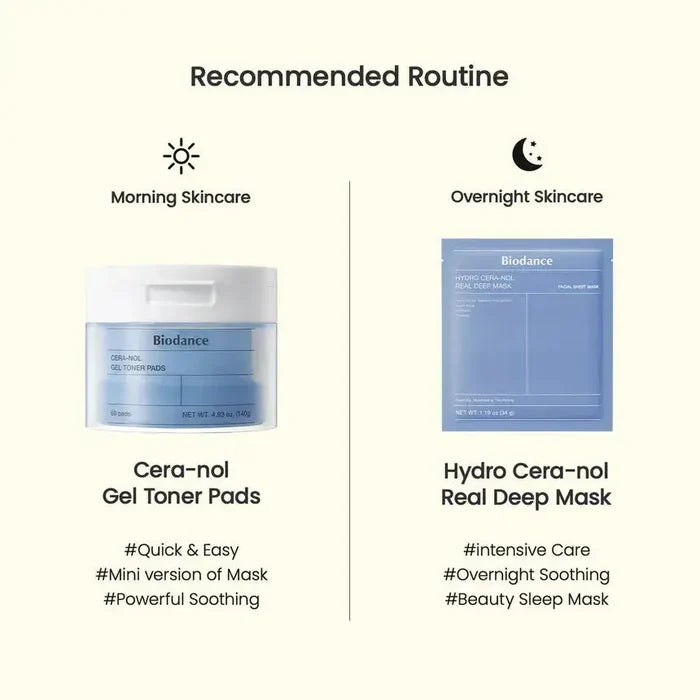 BIODANCE Hydro Cera-nol Real Deep Mask Set + Cera-nol Gel Toner Pads - DOKAN