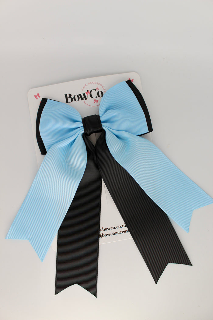 Black and Blue Topaz - Classic Tail Bow - Clip