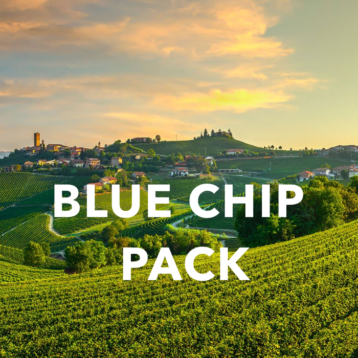 Landscape promotional poster with BLUE CHIP PACK title in white lettering