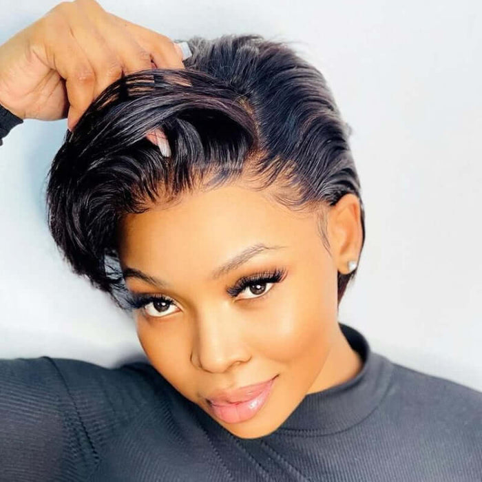 qvr wigs boss lady pixie cut with side part for black women