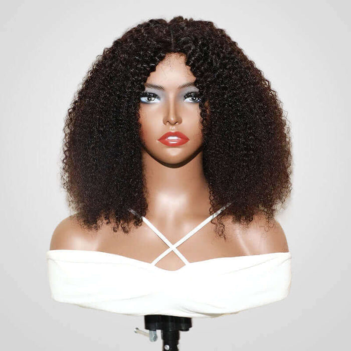 human hair wigs kinky curly v part for beginner-friendly styling