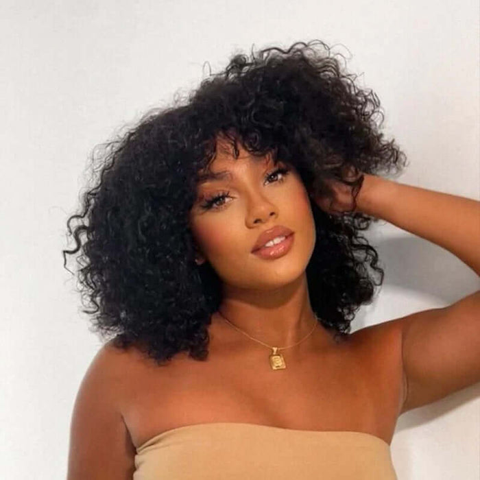 stylish water wave short pixie bob wigs with bangs