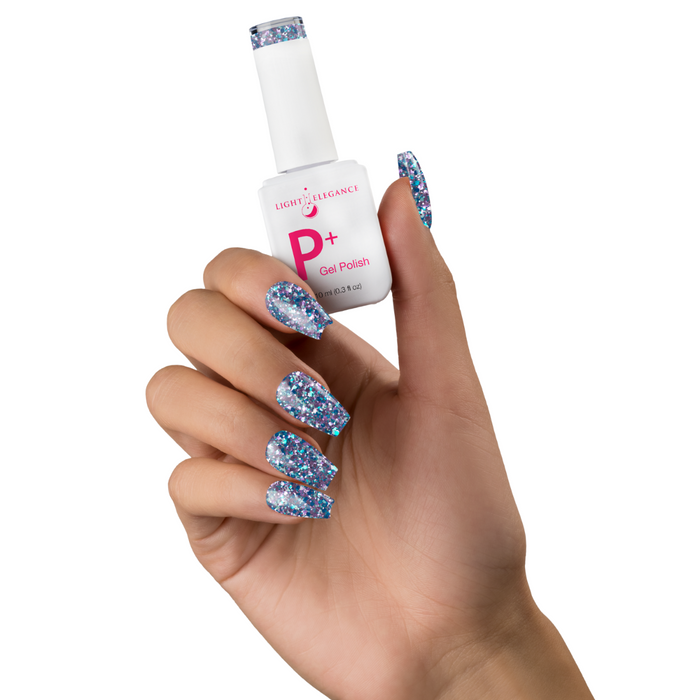 Bratty Blue ~ P+ Glitter Gel Polish | Light Elegance