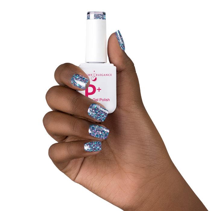Bratty Blue ~ P+ Glitter Gel Polish | Light Elegance