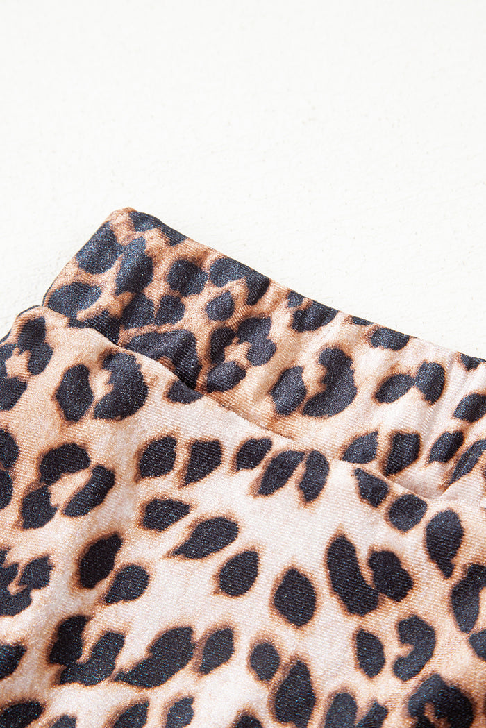 Brown Leopard Tiered Patchwork Hot Mini Skirt 🇺🇸