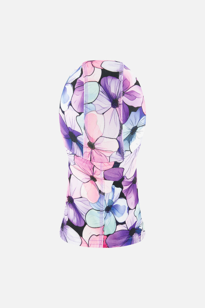 Brushed Jersey Balaclava Purple Floral Print-2