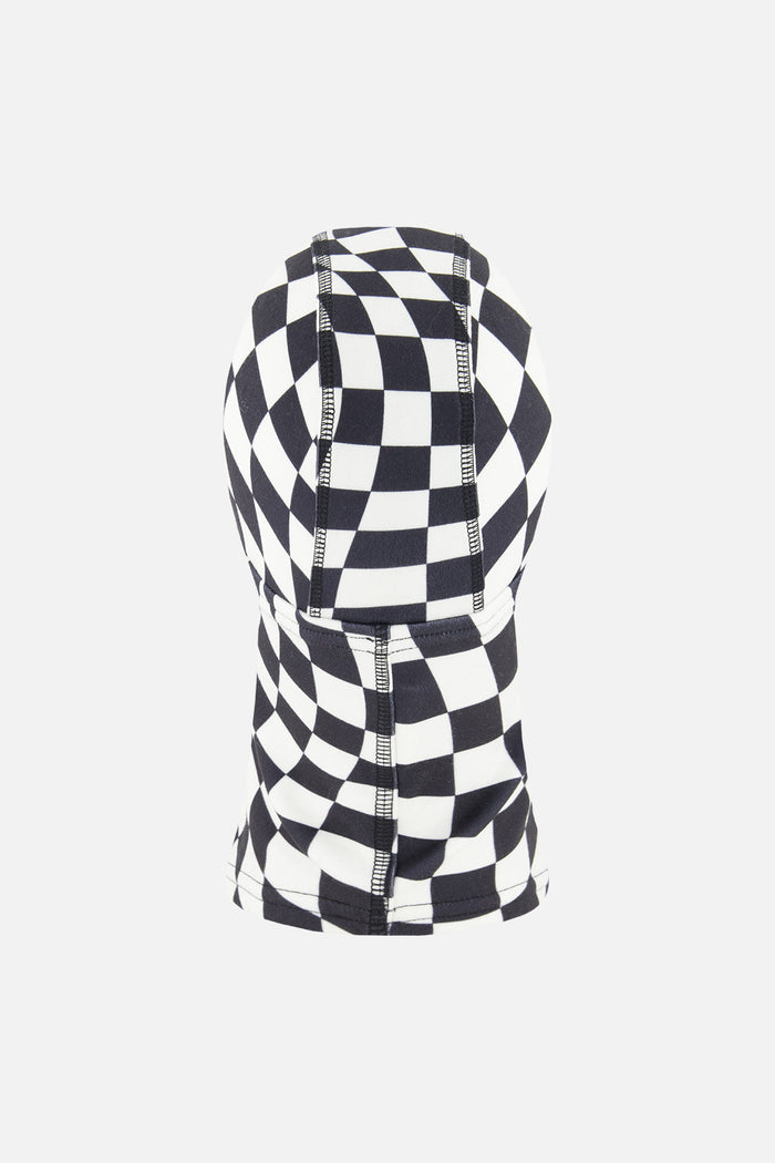 Brushed Jersey Balaclava White Checkered Print-2
