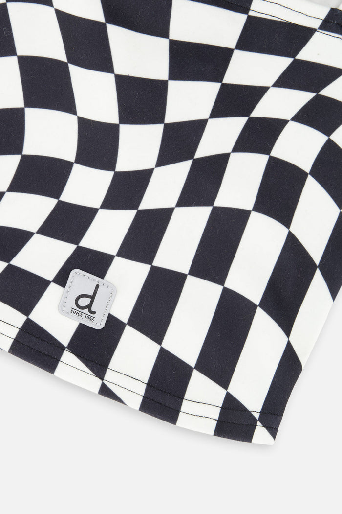 Brushed Jersey Balaclava White Checkered Print-3