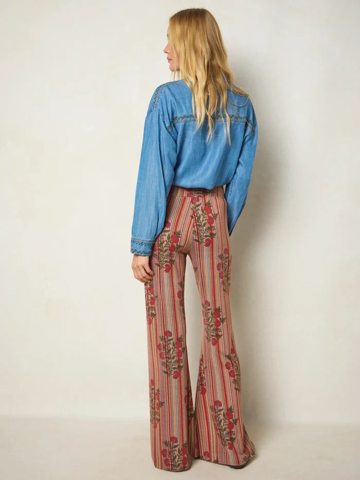 Cali Knit Flare Pants - Batik Garden Red-view 5