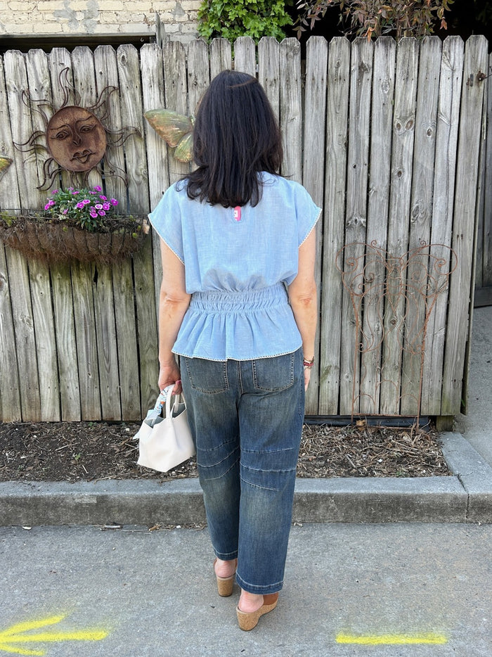 Cap Sleeve Embroidered Top