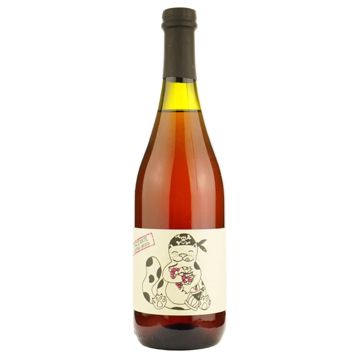 Rosato sparkling wine bottle with green cap and pale pink label