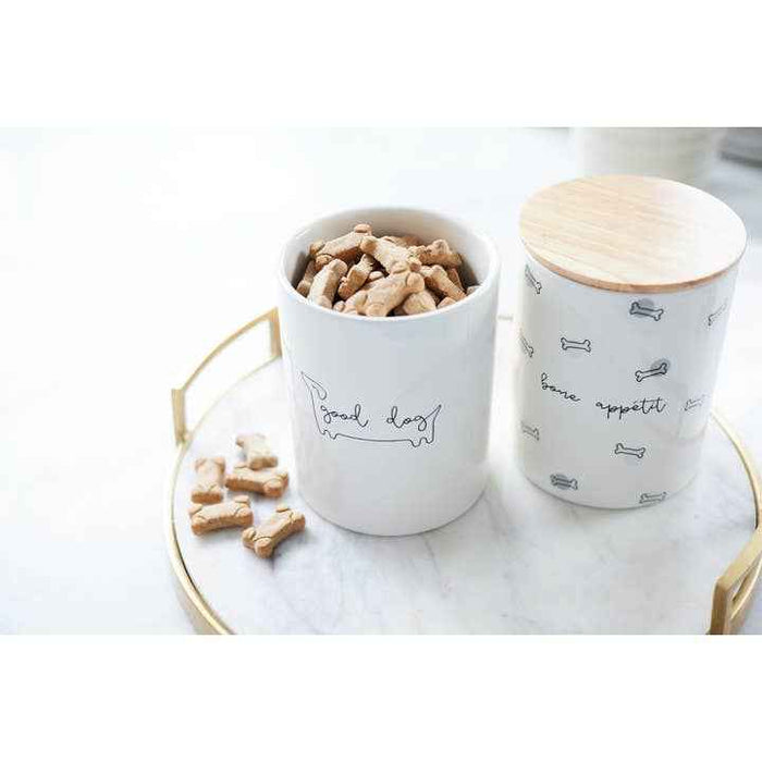 Ceramic Dog Treat Jar with Wooden Lid by Pearhead